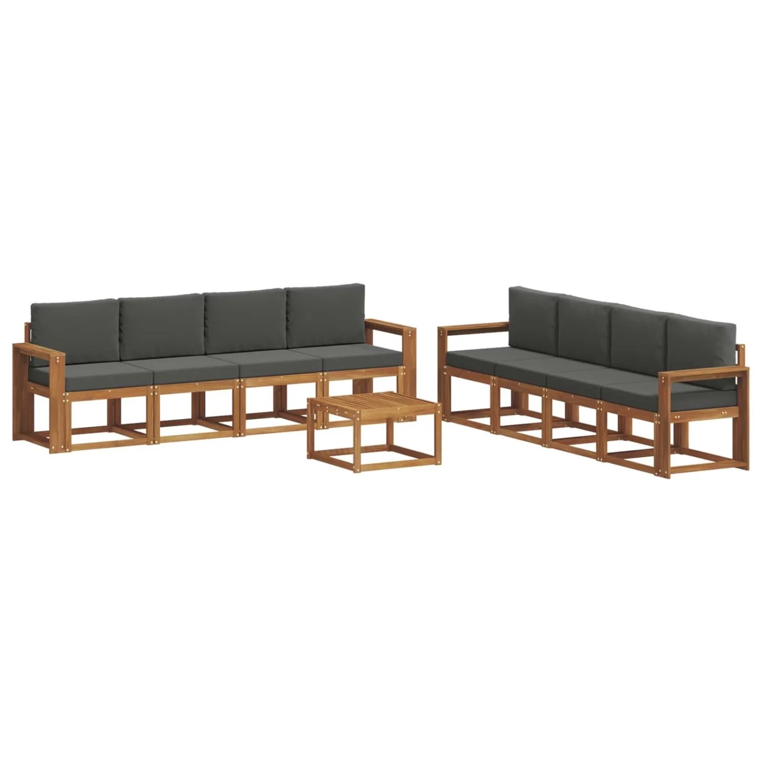 vidaXL Outdoor-Sofagarnitur mit Kissen 9 Stk Natur und Anthrazit 3366190