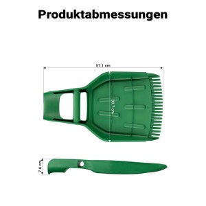Grüner Wiltec Laubgreifer aus Kunststoff mit Abmessungen 57,1x33,7x7,6 cm. Ideal für Gartenarbeit.