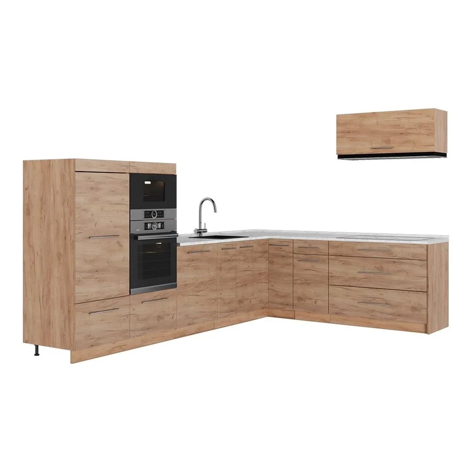 Vicco Eckküche Fame-Line Goldkraft Eiche/Goldkraft Eiche 327 x 154 AP Marmor Art Nr 64394