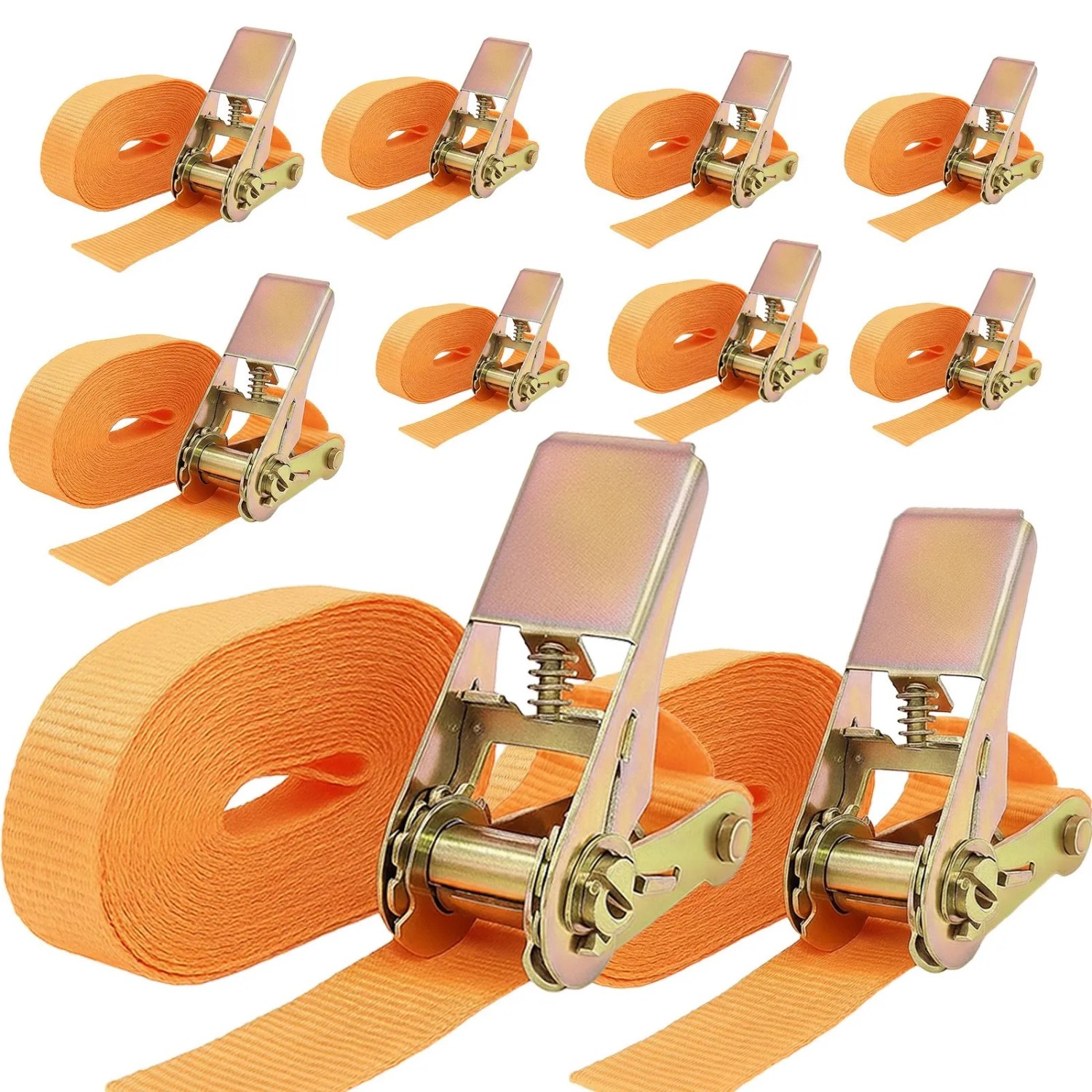 TRUTZHOLM 10x Profi Ratschen Spanngurt 1 Teilig 6m 0,8t  800 kg TÜV GS Orange