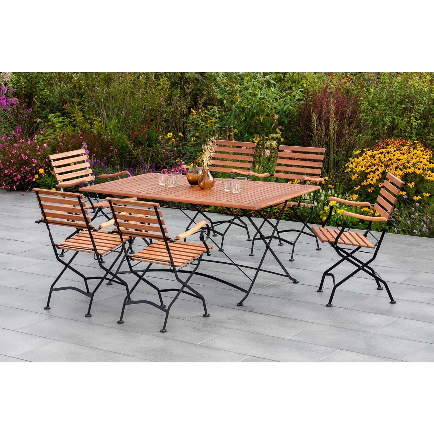 Merxx Schlossgarten Set 7-tlg.6 Klappsessel Klapptisch 160 x 90 cm günstig online kaufen