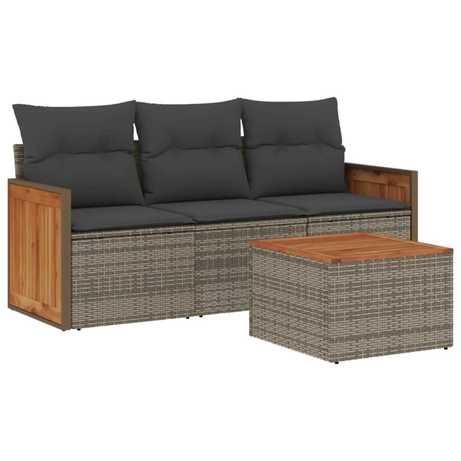 vidaXL 4-tlg Garten-Sofagarnitur mit Kissen Grau Poly Rattan Modell 27 günstig online kaufen