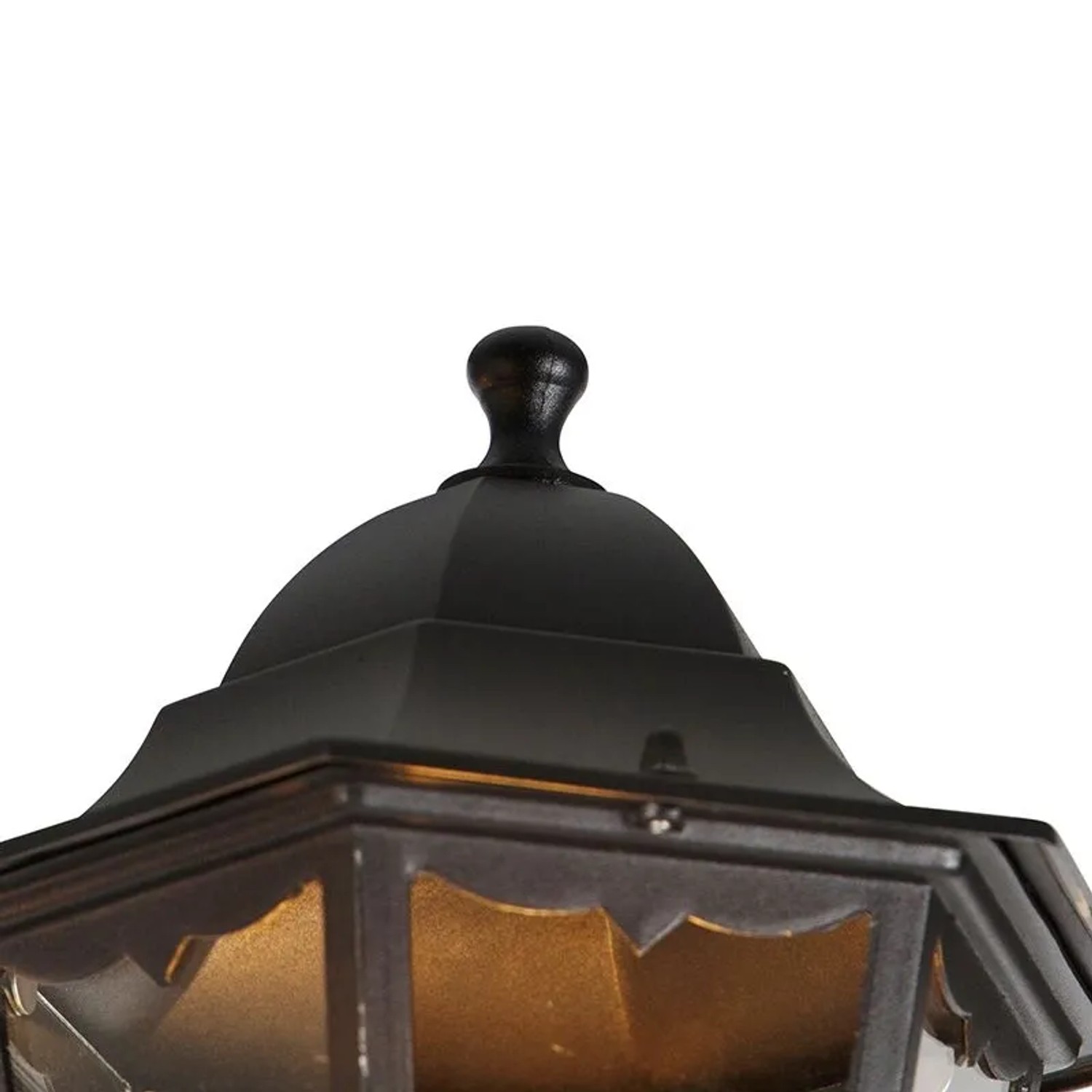 Detailaufnahme der schwarzen QAZQA Außenlaterne Havanna, 220 cm hoch, mit 3 Lampen und IP44 Schutz.