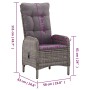 Grauer Rattan Gartensessel mit Kissen, Teil des 3-tlg. Bistro-Sets von vidaXL.