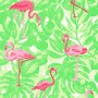 Bricoflor Tropical Tapete mit Flamingo-Muster in Grün, Pink und Neon. Ausgefallene Vliestapete für Teenager.