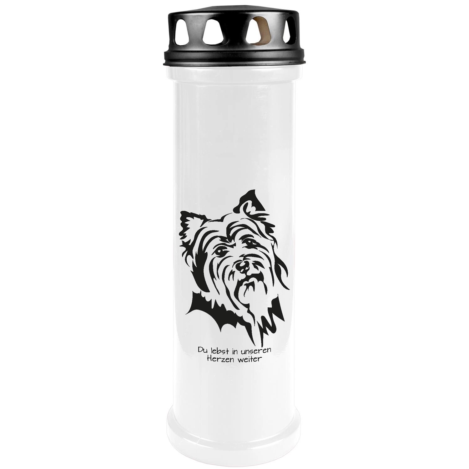 HS Candle Grabkerze Weiß 100h Deckel Schwarz Terrier günstig online kaufen