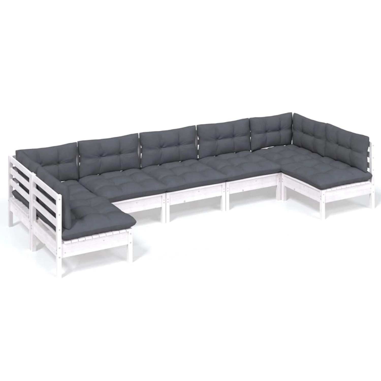 vidaXL 7-tlg Garten-Lounge-Set mit Kissen Weiß Kiefer Massivholz Modell 21 günstig online kaufen