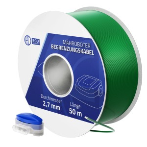 ECD Germany 50m Begrenzungskabel für Mähroboter mit 12 Kabelverbindern.