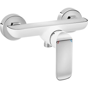 baliv Duscharmatur DU-5070 in Weiß-Chrom, Einhebelmischer mit S-Anschlüssen.