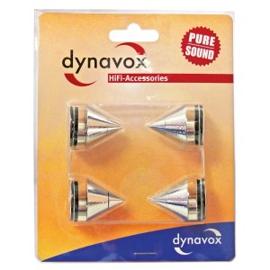 Dynavox Lautsprecher Spikes, 4er Set, Chrom, zur akustischen Entkopplung von Möbeln und Lautsprechern.