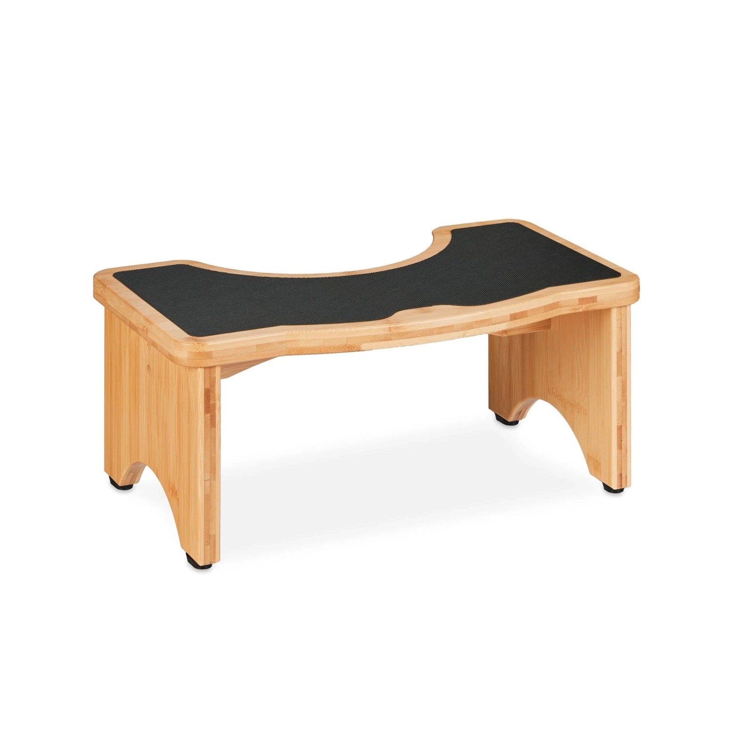 Relaxdays Toilettenhocker Bambus Natur Schwarz Rutschfest 18,5 cm x 44,5 cm x 26 cm 2,3 kg