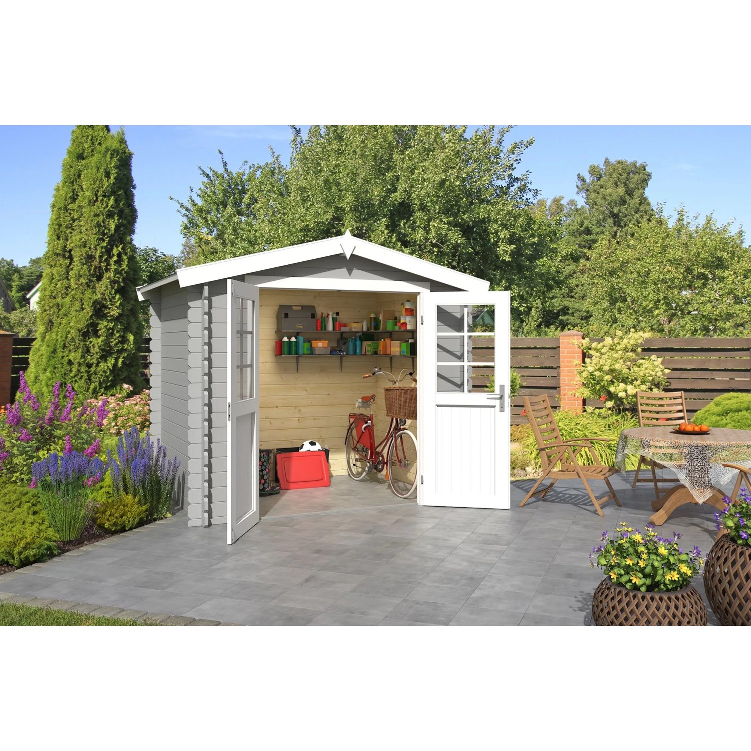 Lasita Gartenhaus Ingo 175 Lichtgrau 230 cm x 175 cm