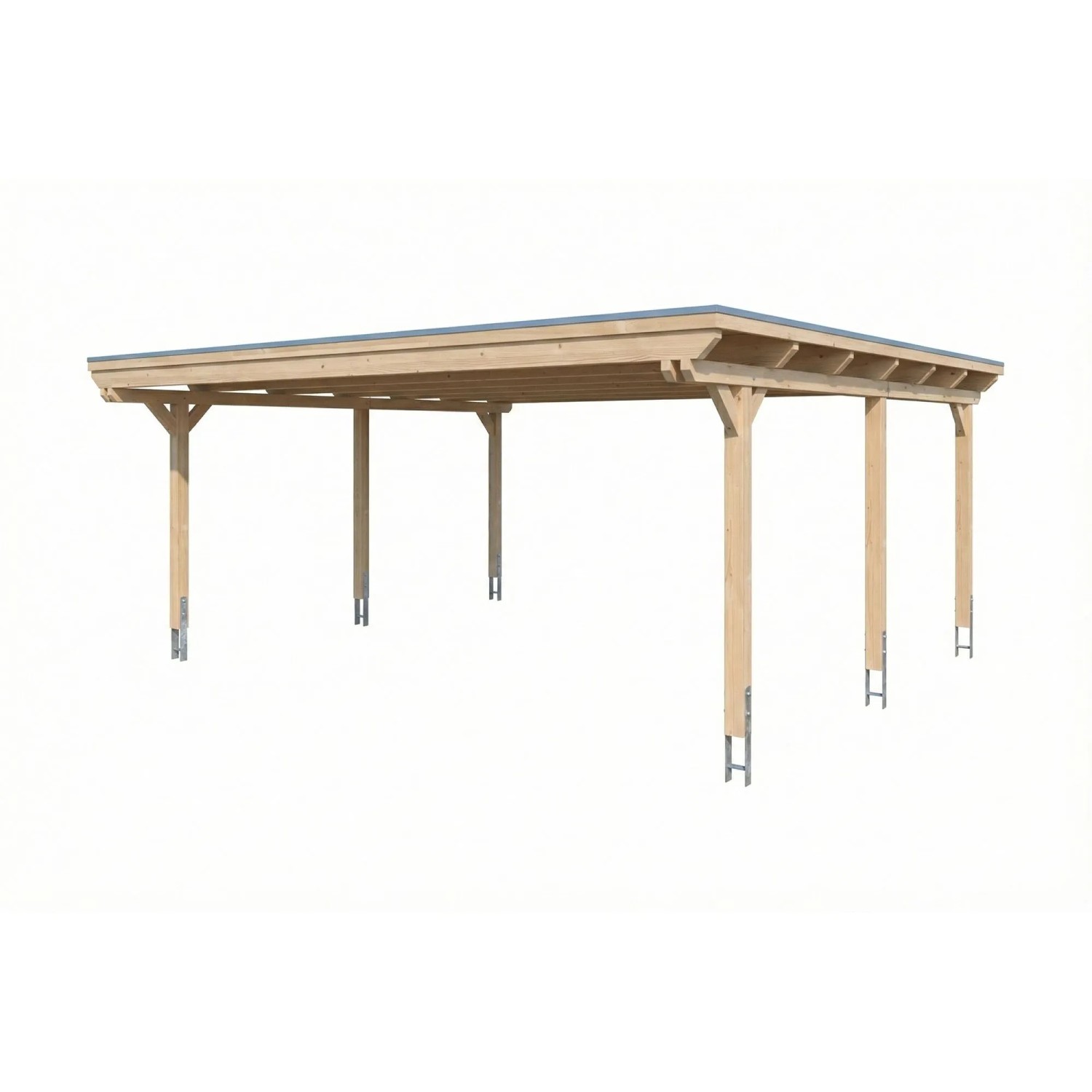 Skan Holz Carport Emsland Stahl-Dachplatten 609 cm x 604 cm Natur
