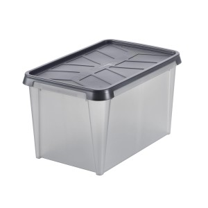 Transparente SmartStore Dry 45 Aufbewahrungsbox mit grauem Deckel.