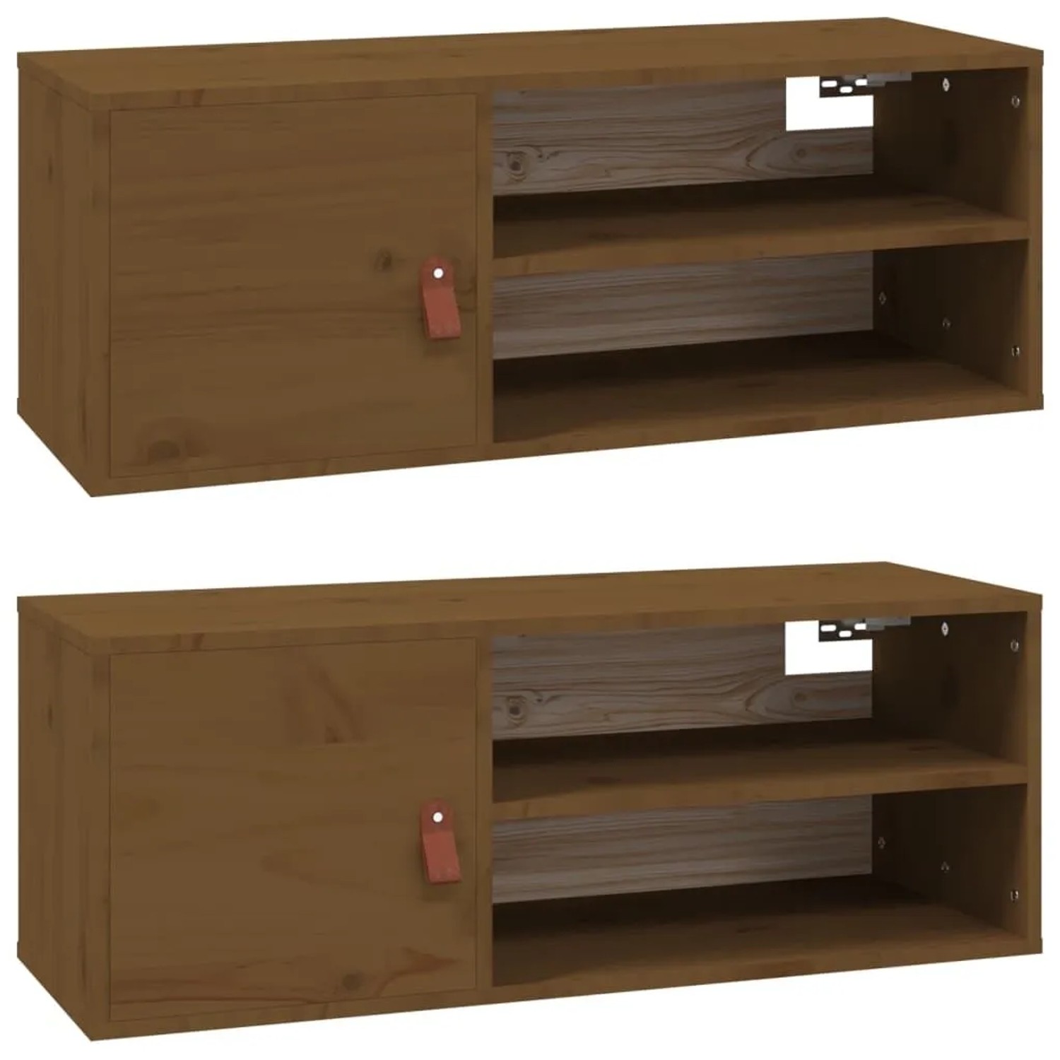 vidaXL Wandschränke 2 Stk Honigbraun 80x30x30 cm Massivholz Kiefer 818392