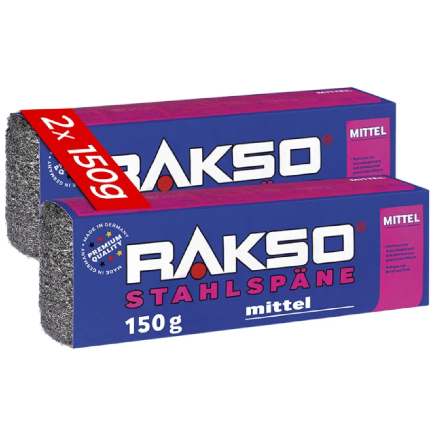 RAKSO Stahlspäne Banderole Sorte Mittel 2 x 200g
