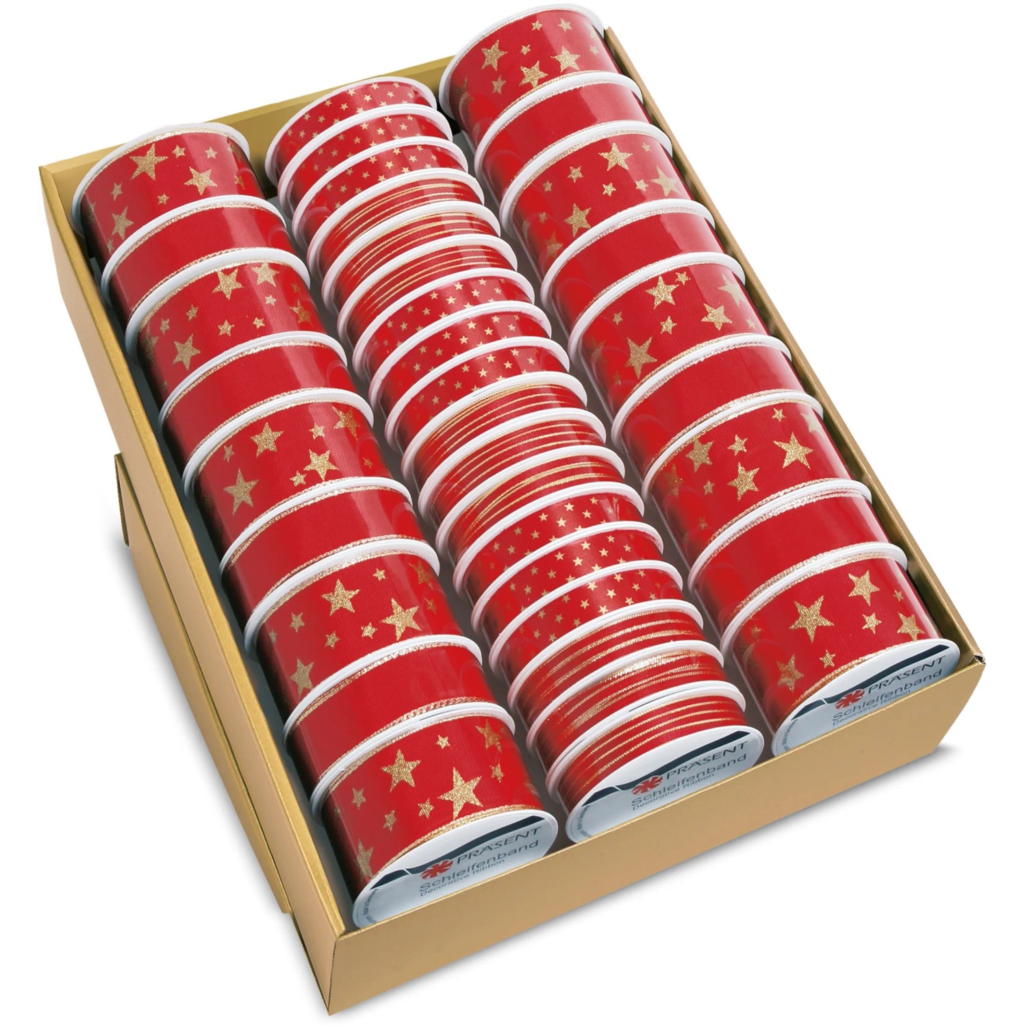 Weihnachtliches Geschenkband Rot sortiert