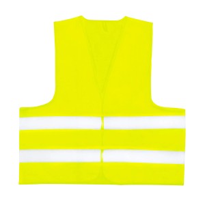 Gelbe First Aid Only Warnweste für Erwachsene mit Reflektorstreifen für erhöhte Sicherheit.