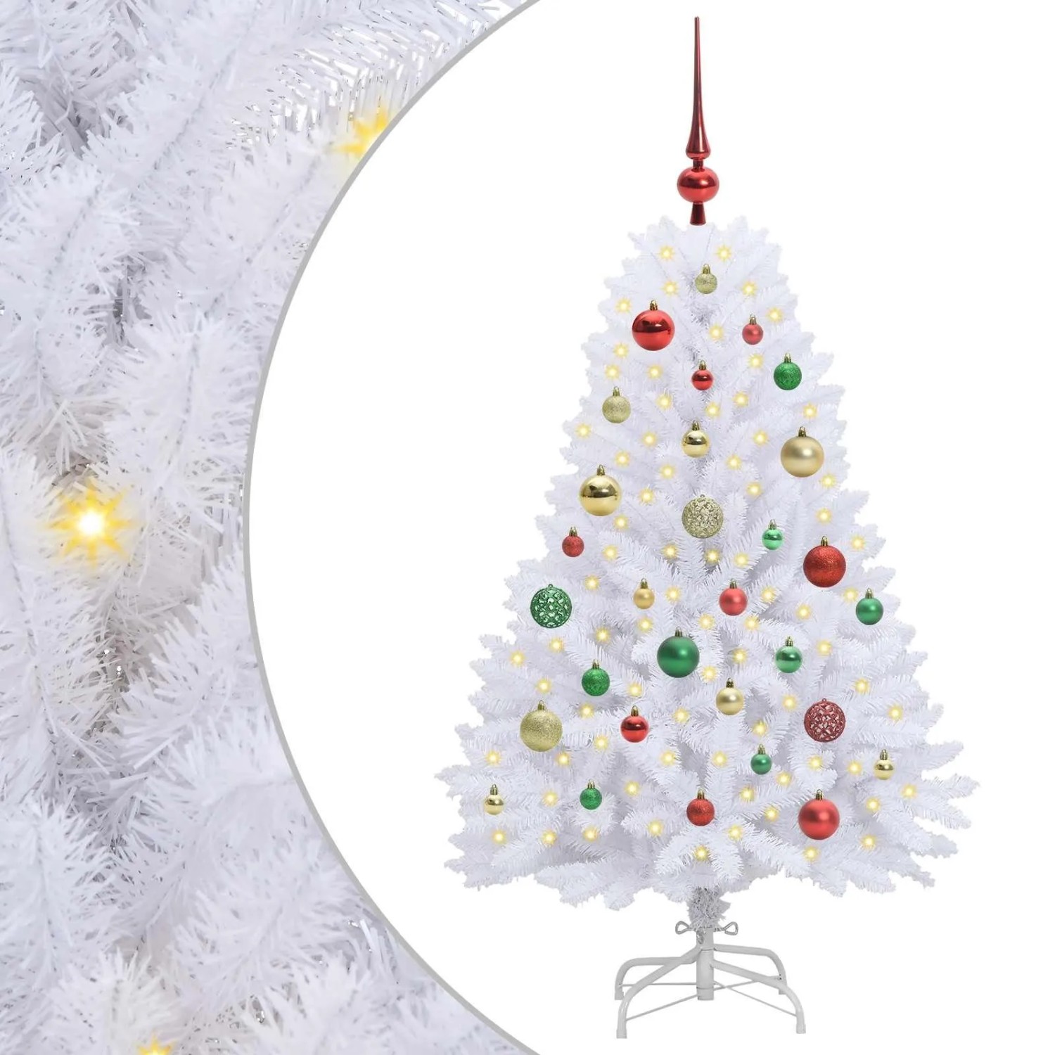 vidaXL Künstlicher Klappbarer Weihnachtsbaum Weiß 120 cm PVC und Stahl 3426584