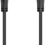 Schwarzes Hama Antennenkabel, 1,5 m, mit Koax-Stecker und -Kupplung für optimalen TV-Empfang.