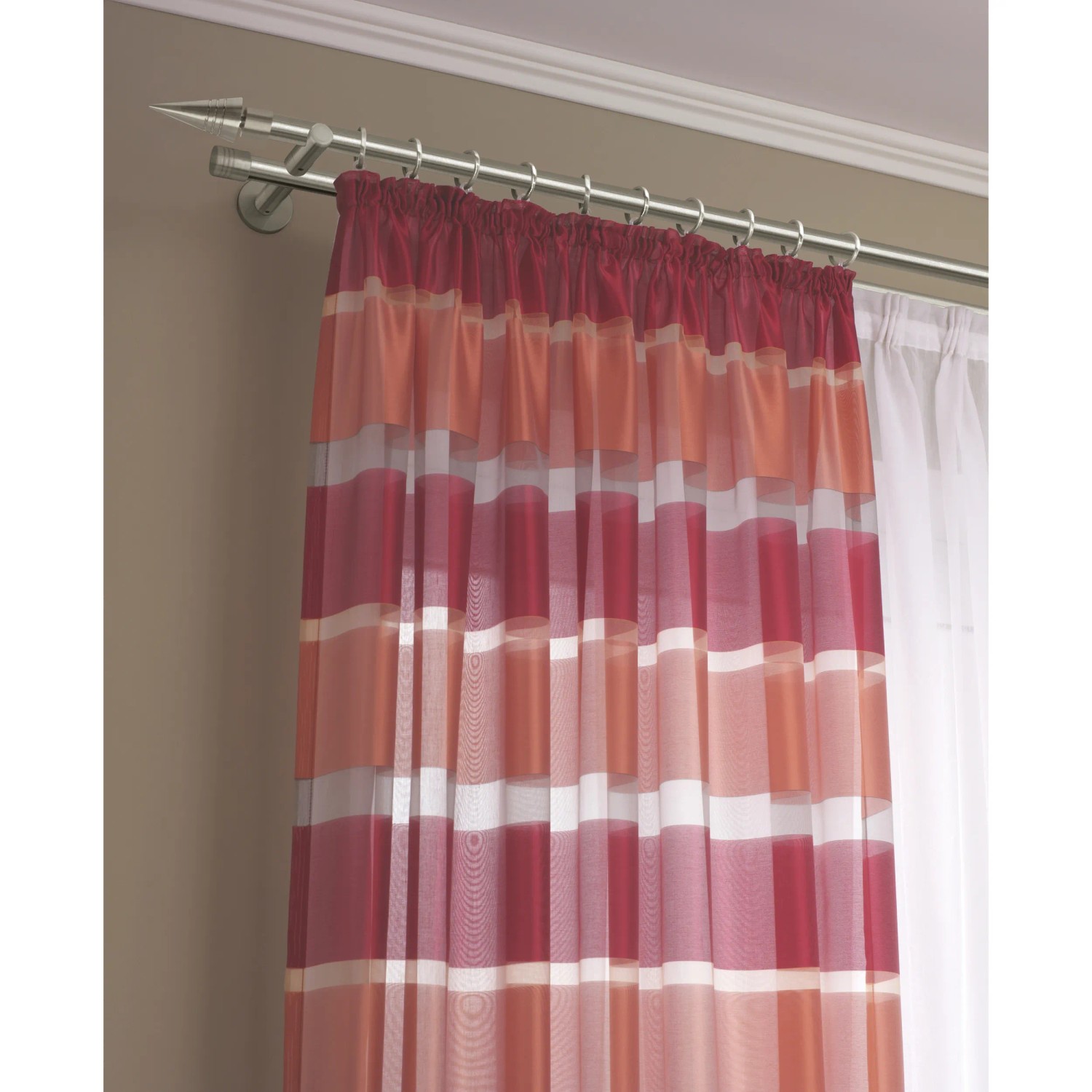 Gardinia Gardinenstange Chicago, Edelstahloptik, 20 mm Durchmesser, mit Vorhang.