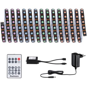 Paulmann LED-Strip EntertainLED Set 5 m mit Farbwechsel, Fernbedienung und Netzteil.