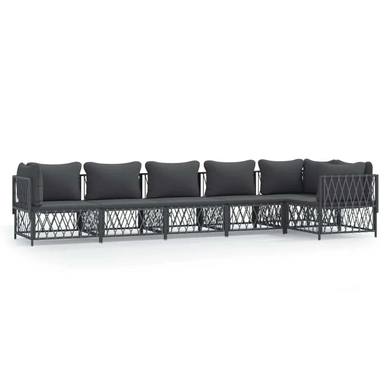 vidaXL 6-Tlg Garten-Lounge-Set mit Kissen Anthrazit Stahl 3186877