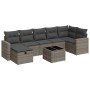 Graue 8-tlg. vidaXL Garten-Sofagarnitur aus Polyrattan mit Kissen und Tisch.