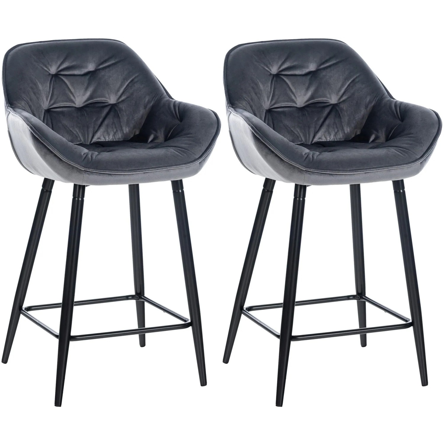 CLP 2er Set Barhocker Gibson Samt Sitzhöhe 76 cm Dunkelgrau