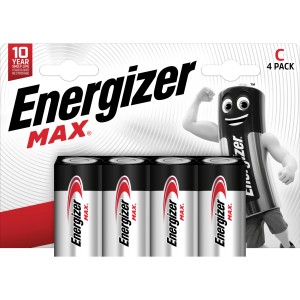 Energizer Max C Baby Batterien, 4er-Pack, Alkaline-Batterien für Geräte des täglichen Bedarfs.