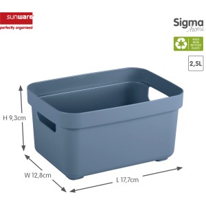 Sunware Aufbewahrungsbox Sigma Home, 2,5 l, dunkelblau, aus Recyclingmaterial mit Griffen.
