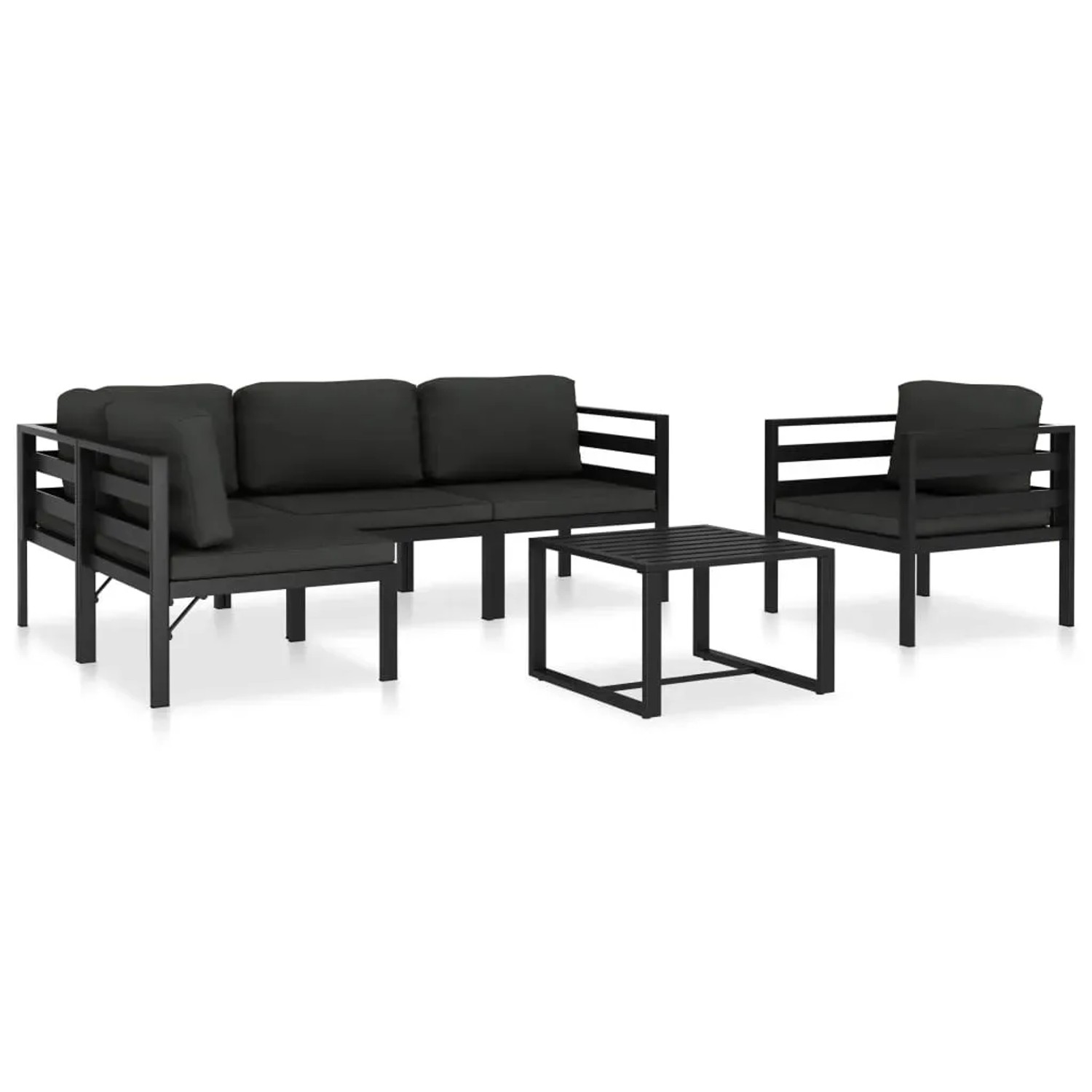 vidaXL 6-Tlg Garten-Lounge-Set mit Kissen Aluminium Anthrazit 49233