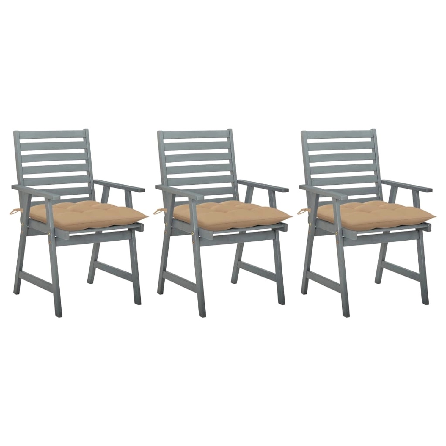 vidaXL Garten-Essstühle mit Kissen 3 Stk. Beige Akazie günstig online kaufen