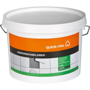 Eimer Dispersionskleber (4 kg) von quick-mix, geeignet für Fliesen und andere Baustoffe.