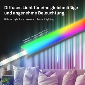 Briloner LED Band Pimp your Panel: RGB+W Lichtleiste mit Fernbedienung, dimmbar, 2,6m.