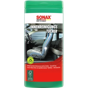 Sonax Innenreiniger Tücher, 25 Stück in grüner Box. Autopflege für Cockpit, Sitze und mehr.
