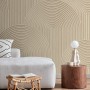 ESTAhome Fototapete 3D Muster Sandbeige im Wohnraum mit Möbeln, für stilvolle Wandgestaltung.