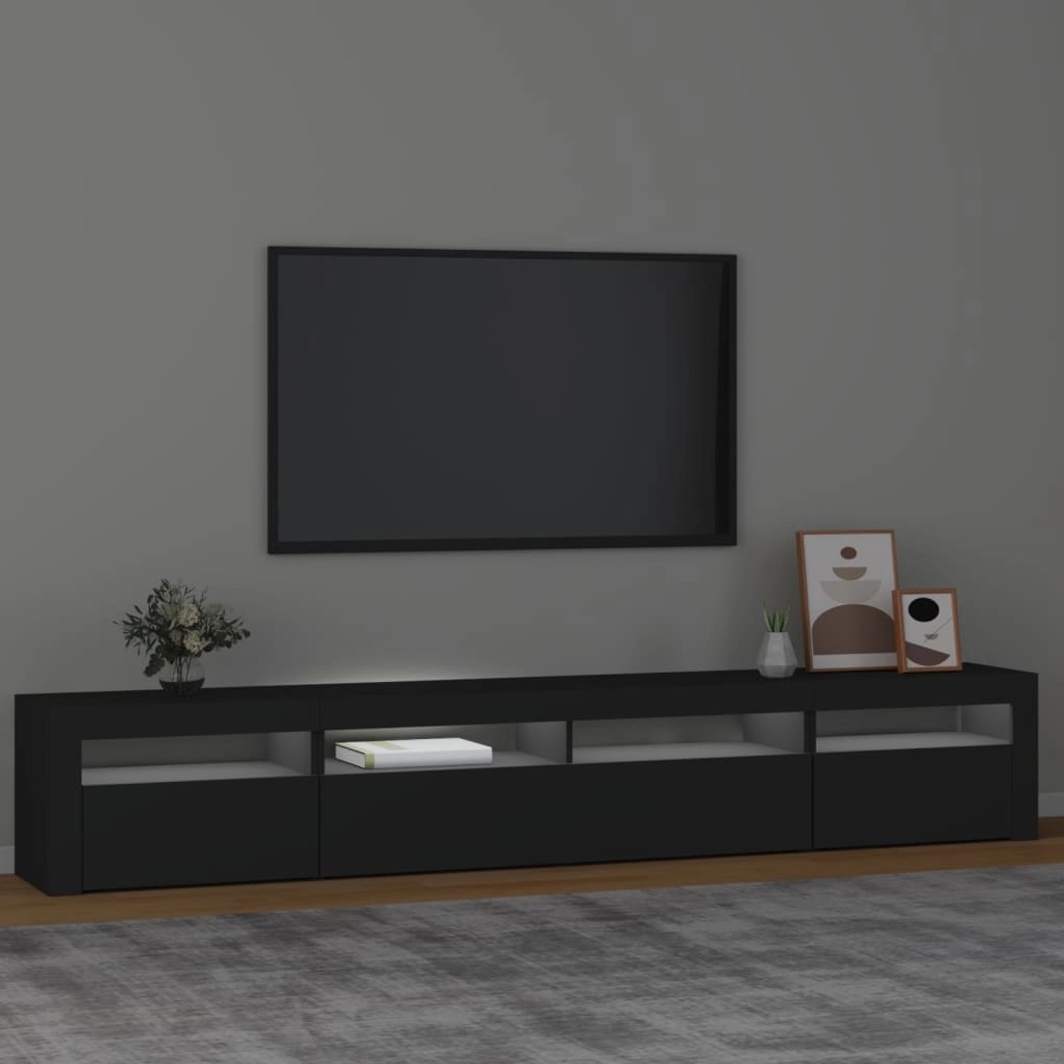 VidaXL TV-Schrank mit LED-Leuchten Schwarz 240x35x40 cm günstig online kaufen