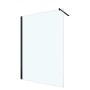 Glaszentrum Hagen Walk-In Dusche, 140x200cm, Klarglas mit schwarzem Rahmen und Stabilisationsstange.