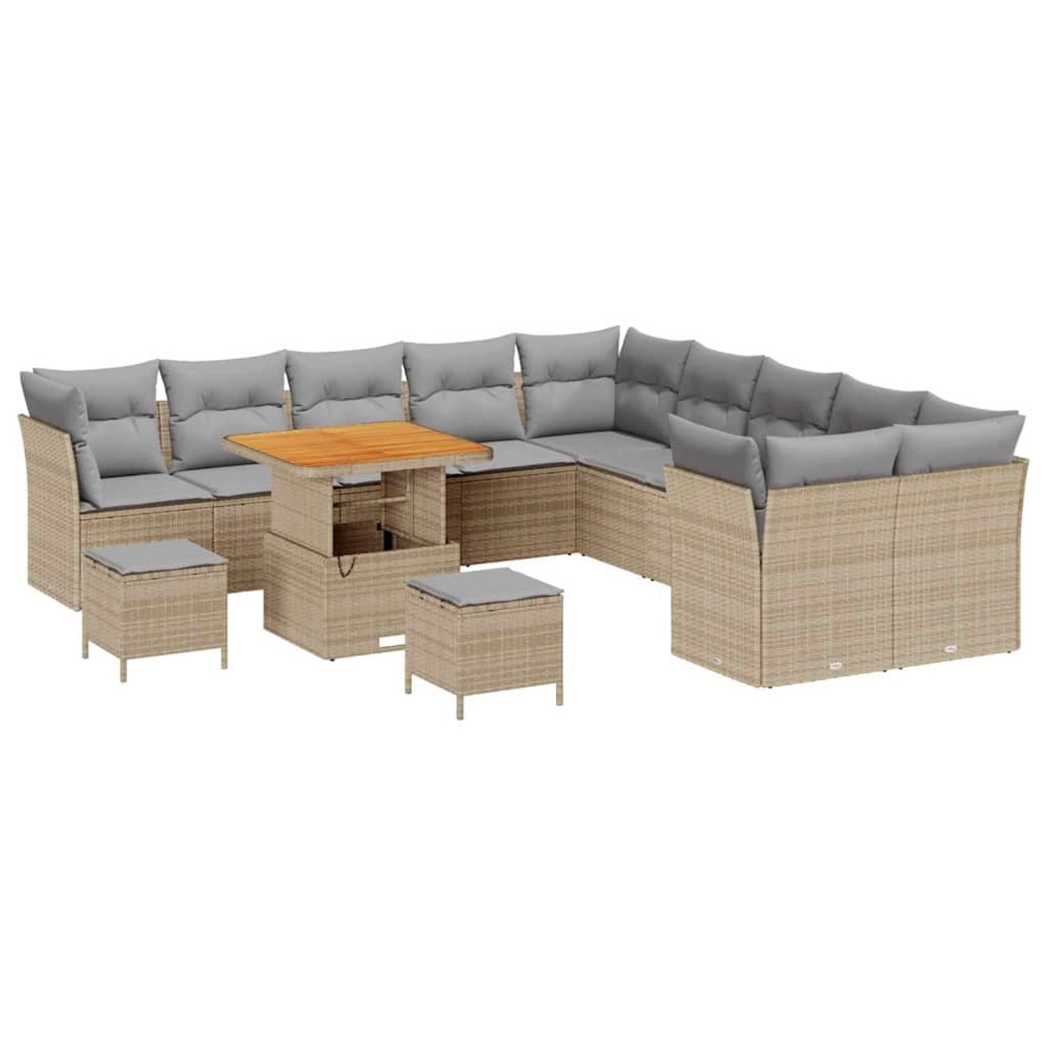 vidaXL Garten-Sofa-Set 13-Tlg Beige Poly Rattan 3361542 günstig online kaufen