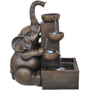 Silex Gartenbrunnen Jumbo mit Elefant, Polyresin, Bronze-Optik, 40,5x22,5x50cm.