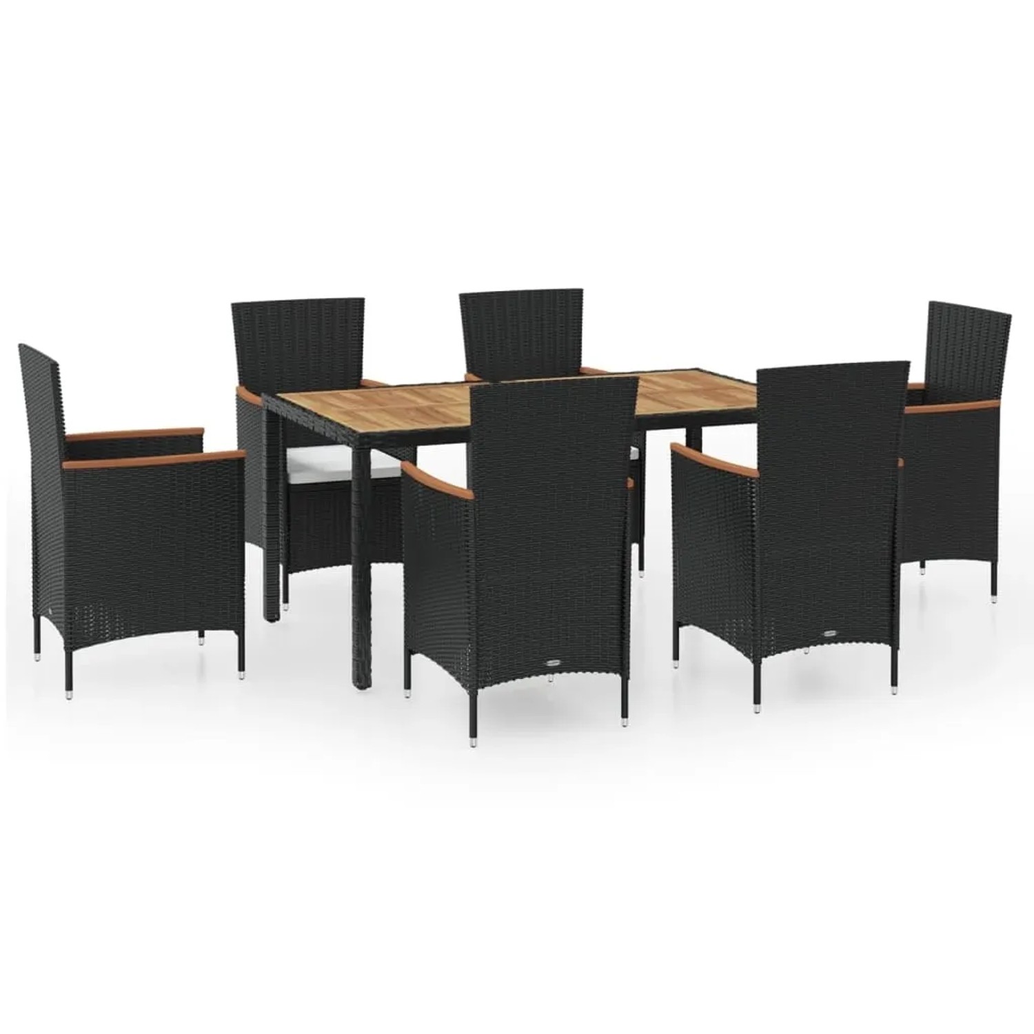 vidaXL 7-Tlg Garten-Essgruppe mit Auflagen Poly Rattan 42913