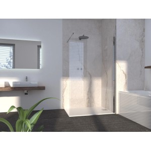 Begehbare Duschabtrennung Brava Frame mit Chrom-Profil, 120x200 cm, teilgerahmt und mit Nano-Glasversiegelung.