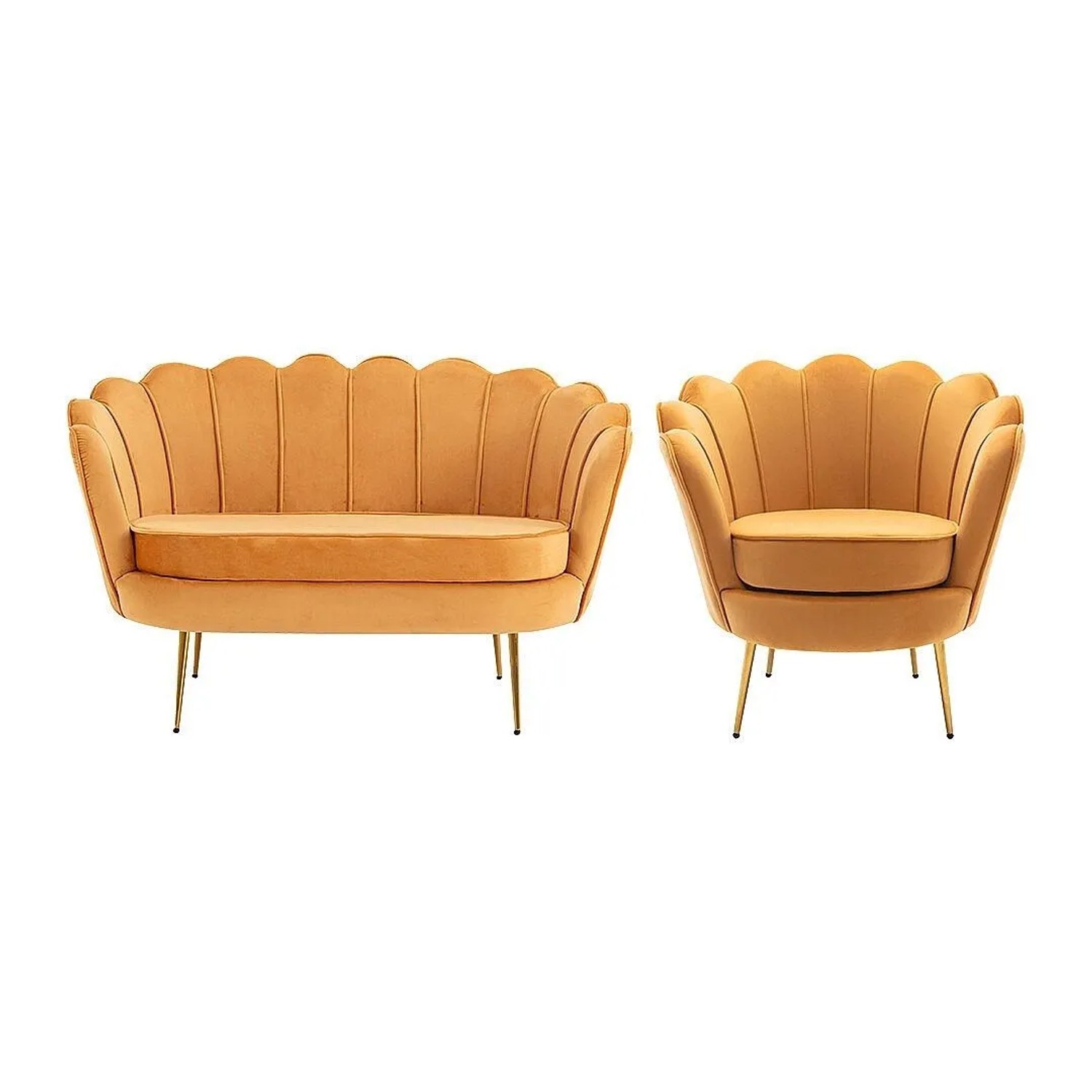 Vente-unique Couchgarnitur Mit Sessel Dandelion Senffarben 124 cm  78 cm