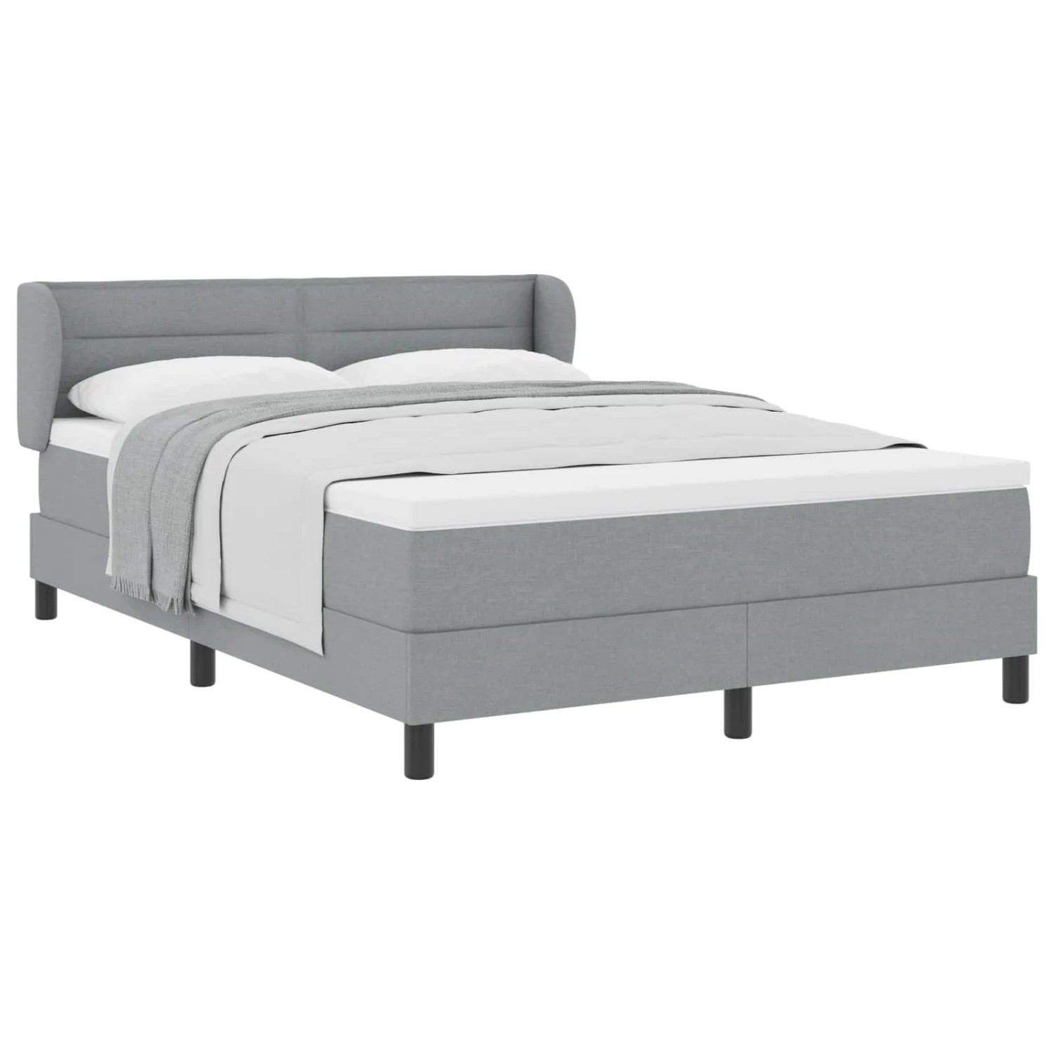 vidaXL Boxspringbett mit Matratze Hellgrau 140 x 200 cm Stoff 3339961