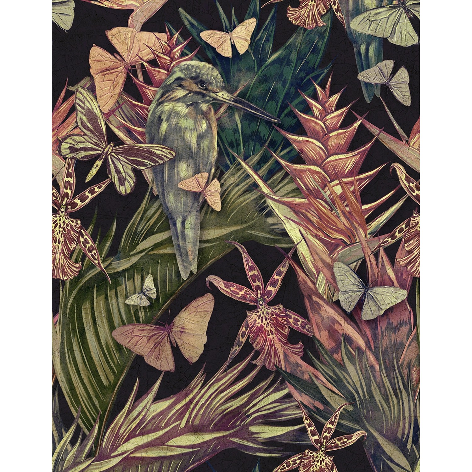 Marburg Fototapete Floral Modern 3,4 m x 2,65 m Schwarz FSC®