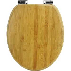 Sanfino Bambus WC-Sitz Dark Brown: Toilettendeckel aus Bambus mit Absenkautomatik und Chromscharnieren.