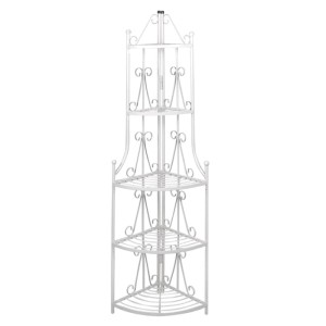 vidaXL Pflanzentreppe Blumenregal Standregal Eckregal Blumentreppe Stahl weiß 40783