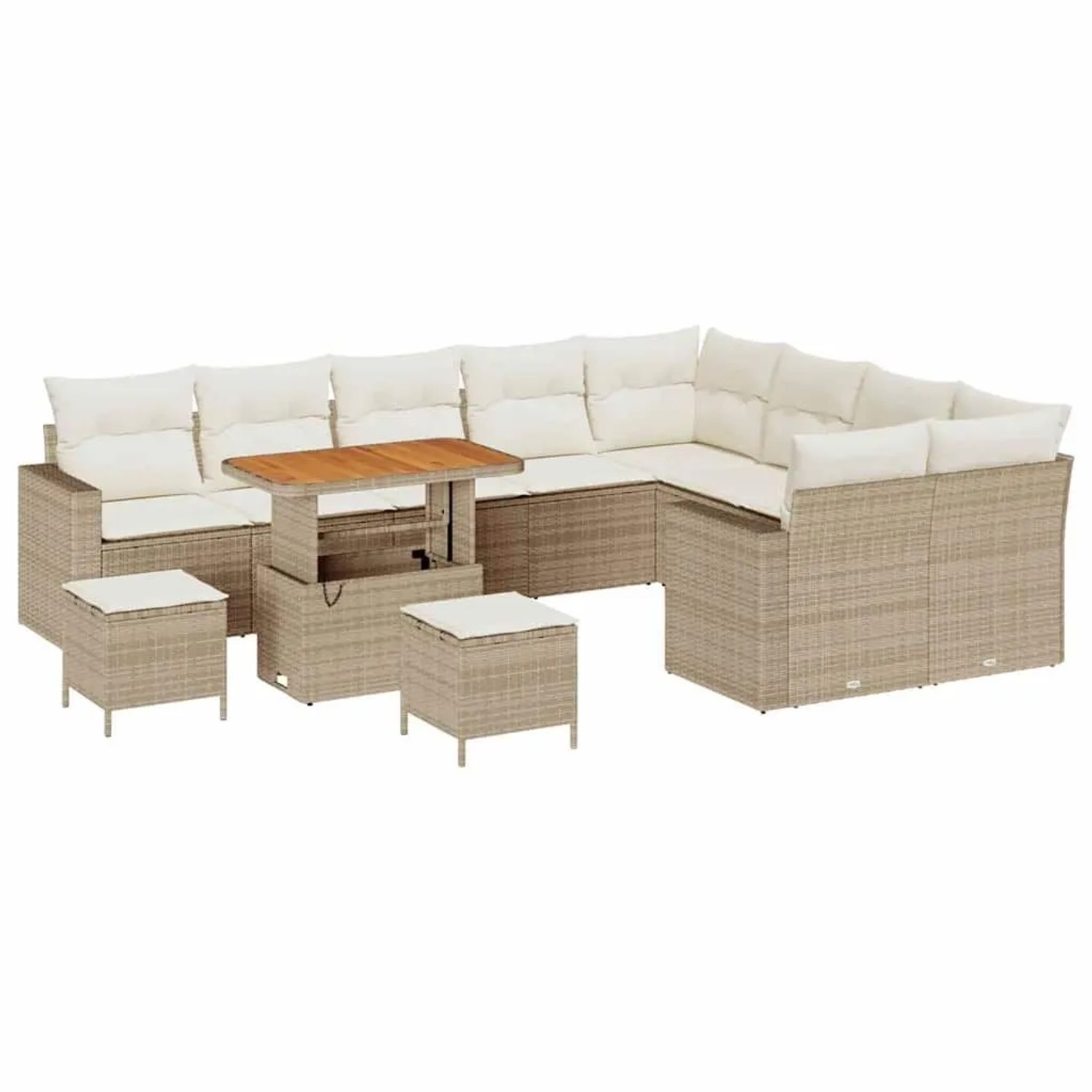 vidaXL Gartensofa-Set mit Kissen 13 Stk Beige und Creme Poly-Rattan 3363606 günstig online kaufen