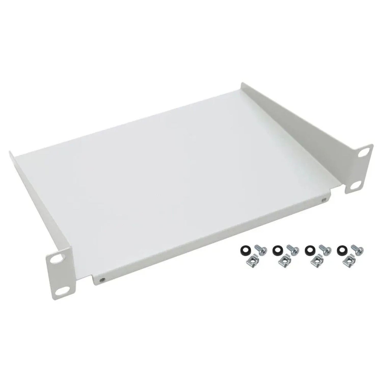 HMF 63399 Fachboden für Serverschrank 10 Zoll 1 HE 254 x 150 x 45 mm Lichtgrau